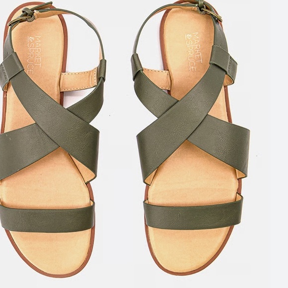 Market And Spruce Women’s Criss-Cross Olive Strappy Sandals 
Size 8 - Picture 2 of 6